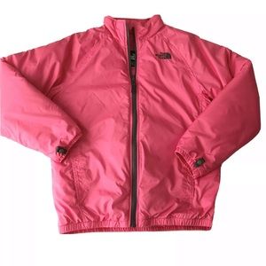 NORTH FACE Girls Large Mid Weight Pink Full Zip Fall Winter Jacket